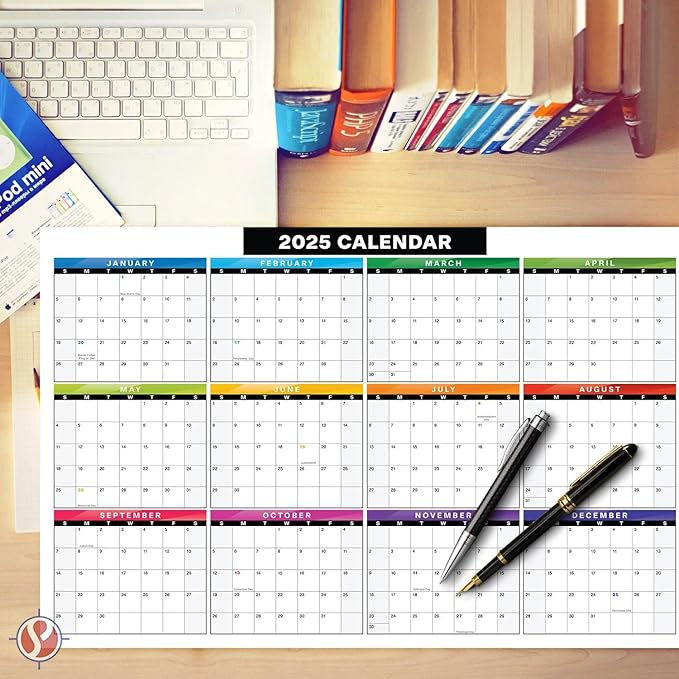 2025 Full Desk Calendar - 11 x 17” Large Size 12 Month Planner - 2 Sided Vertical and Horizontal Reversible - Printed on Thick & Durable 80lb Cardstock (216 gsm) - 2 Per Pack
