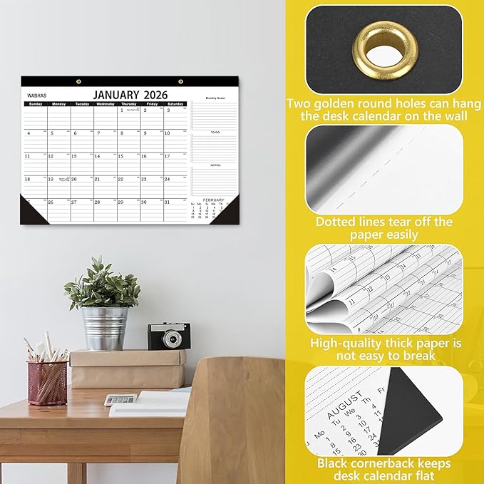 Desk Calendar 2026-Desk calendar 2026-2027,18 Months-January 2026 to June 2027,12x17 in,School Calendar 2026,Office Desk Calendar 2026-2027(2 pack)