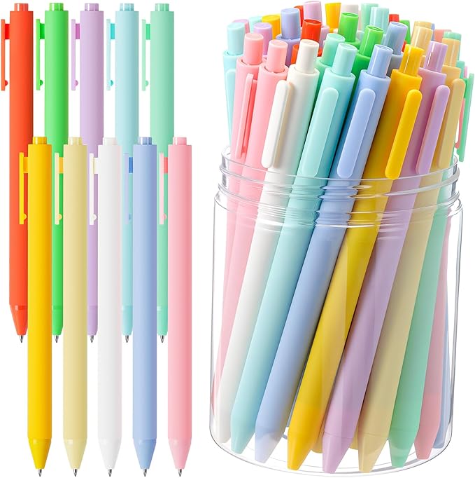 Crtiin 30 Pcs Gel Pens Bulk, 0.5mm Fine Point Black Ink Pens, Retractable Smooth Writing Quick Dry, Colored Aesthetic for School Office Journaling Teacher Appreciation Mother Day (Macaron)