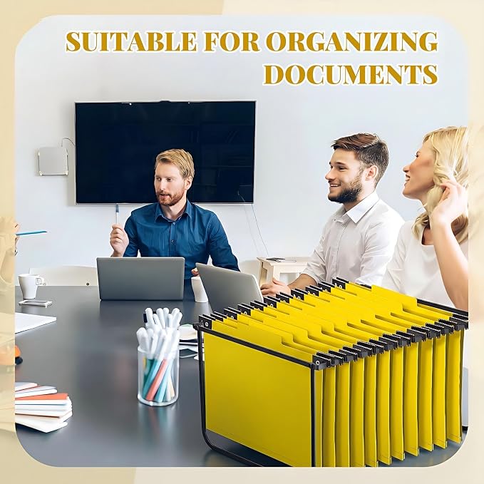 Henoyso 15 Pcs Hanging Classification File Folders, Letter Size Yellow Folders with 3 Pressboard Dividers, 8 Fasteners, 4 Inch Expansion, 1/3-cut Top Tab for Medical Records and File Cabinet Organizer