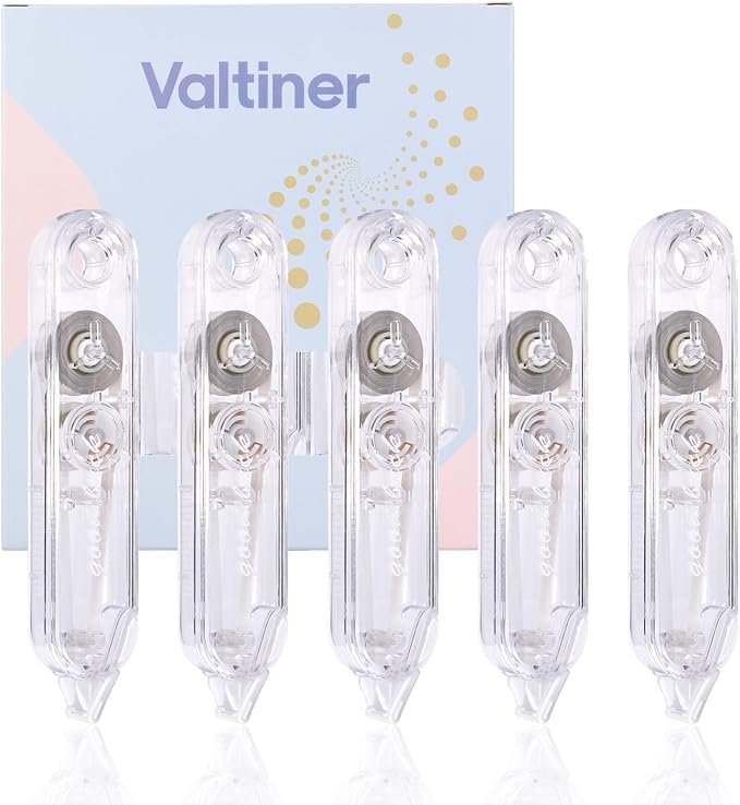 5-Piece Correction Tapes, Aesthetic Cute White Pull Out Tape, Quick Dry, Instant Correct, Easy to Use for School Office Supplies (Transparent)