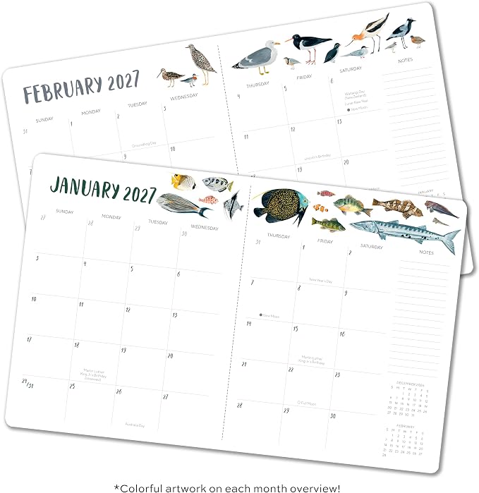 High Note 2027 Monthly Planner, 17-Month Planner: August 2026 – December 2027, 7.75" x 9.75", Orders of the Animals with Flexible Cover, Gold Foil, Project & Goal Planning Pages