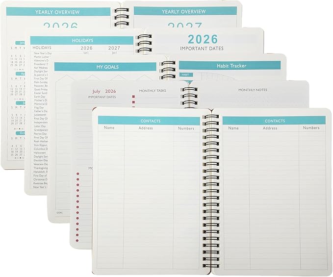 A5 Monthly Plan Table 2026-2027 | 24 Months | Premium 120g Paper | Gold Foil (Orange-yellow)