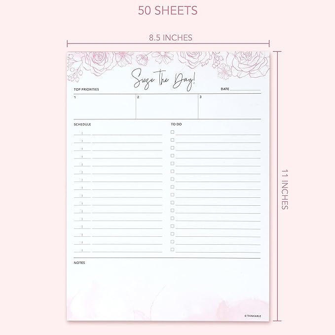 To-Do List + Daily Planner Notepad 8.5x11 - Undated Work Planner with Checklist