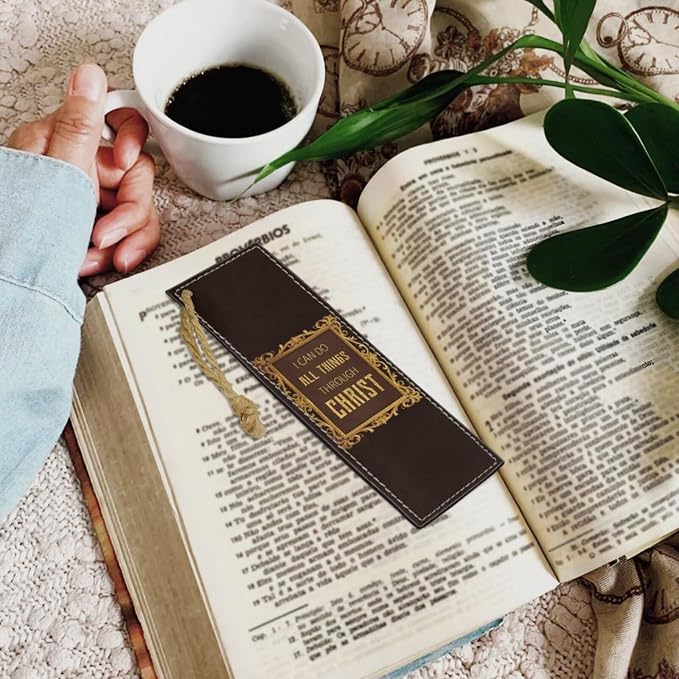 Retro Religious Style Cross Bible Case with Bookmark Waterproof Bible Cover Case for Women Lightweight Bible Bag with Handle Pockets Church Book Bag Brown