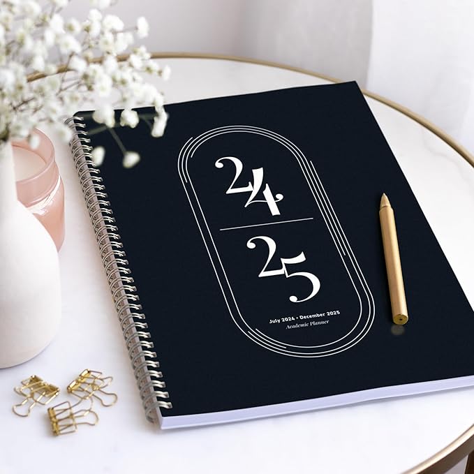 Rileys Academic Planner 2025-2026, Daily, Weekly & Monthly Planner, July 2025 - June 2026, Student Notes Pages, Twin-Wire Binding, Weekly Agenda for School & Work (8.5 x 11-Inches, Black)