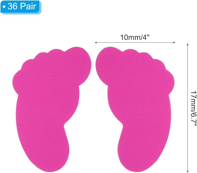 PATIKIL Foot Shaped Carpet Markers, 72pcs (36pairs) Nylon Floor Spots Markers Colorful Hook and Loop Marker Dots for Classroom Teacher Supplies, Pink