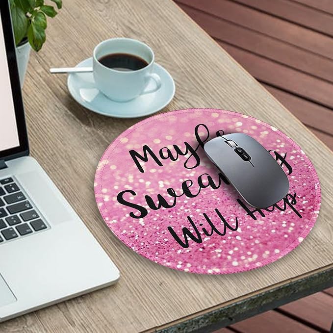 Gctriki Computer Mouse Pad, Funny Pink Round Mouse Pads for Desk Travel Work Laptop Gaming, Cute Pink Home Office Supplies Desk Accessories Decor Inspirational Graduation Gifts Office Gifts