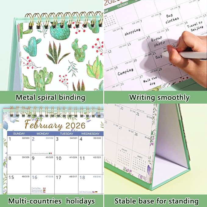 Desktop Calendar 2026-2027 (2 Years) 24 Months Flip Calendar Small Standing Office Desk, 10 x 8.3 inch Standing Desk Calendars (Jan.2026-Dec.2027) With Monthly Planner