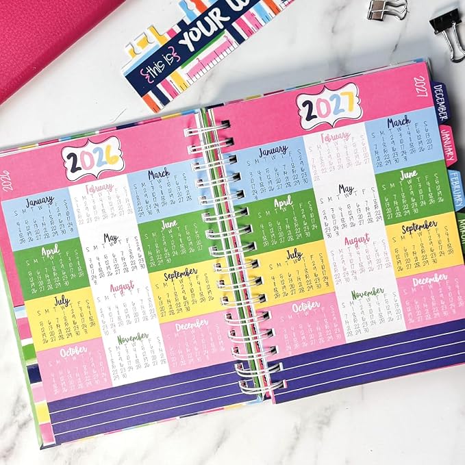 Reminder Binder 2026-2027 Planner – 18-Month Weekly & Monthly Calendar, 361 Stickers, Tabs, Hardcover, Elastic Closure, Pockets, To-Do Lists, Keepsake Gift Box