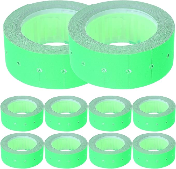 Luxshiny 5000pcs Fluorescent Green Price Tag Roll 5a Price Label Paper for Marker Machine Supermarket Store Sale Cost Tags