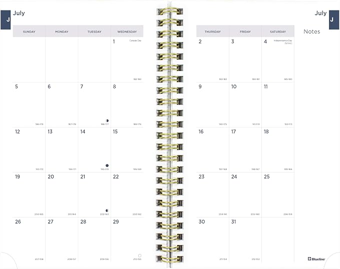 Blueline® Essential Academic Weekly/Monthly Planner, 13 Months, July 2026 to July 2027, Gold Twin-Wire Binding, Poly Cover, 8" x 5", Floral Design, Green (CA114PM.02)