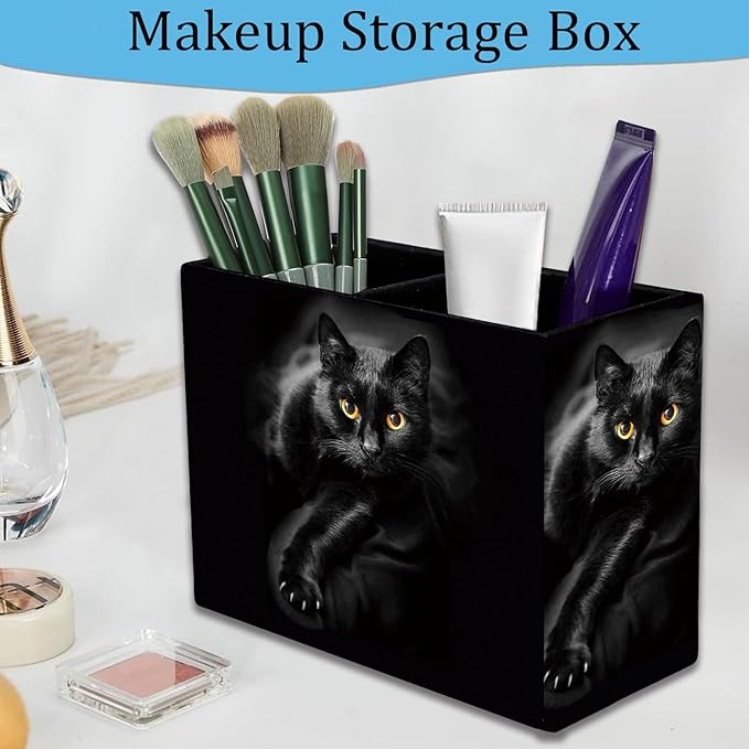 Pen Holder and Anti-Slip Mouse Pad Combination, Makeup Brush Storage Box, Tableware Storage Box, Suitable for Office and Home - Cat