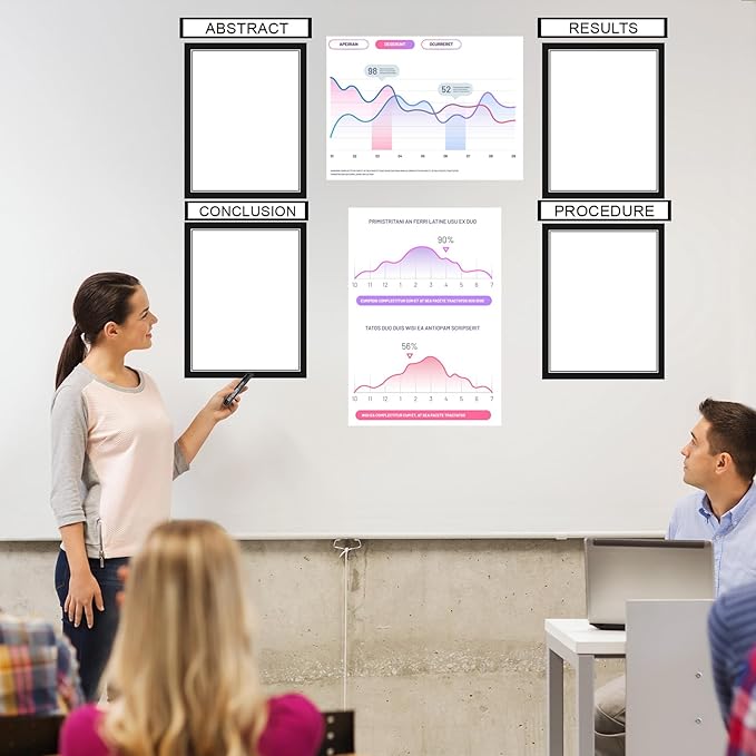HAUTOCO 34 Sheets Science Fair Display Boards Supplies 28 Self Adhesive Presentation Subtitles 6 Project Titles Science Fair Board Sticker for School Office, Black