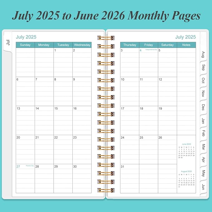 2025-2026 Pocket Planner/Calendar - 2025-2026 Weekly & Monthly Planner from July 2025 to June 2026, 12 Months Tabs, 3.75" x 6.75", Blue Ocean