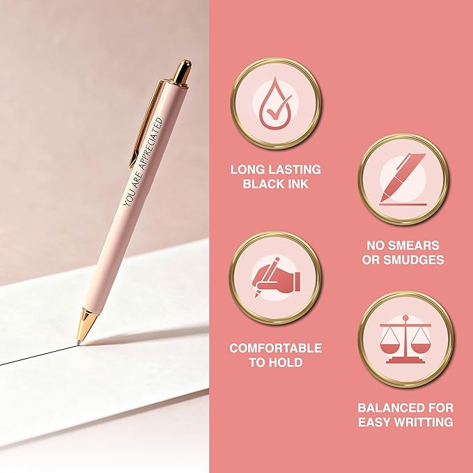 MESMOS 3Pcs Fancy Pen Sets for Women Gift, Administrative Professional Day Gifts, German-Ink, 1mm Tip, Cute Pens for Journaling No Bleed, Employee, Teacher Appreciation Gift, Thank You Gifts for Women