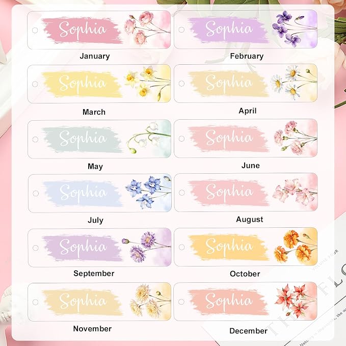Personalized Bookmarks for Women Book Lover Birth Flower Birthday Customized Gifts for Reading Her Daughter Friends (Acrylic #5)
