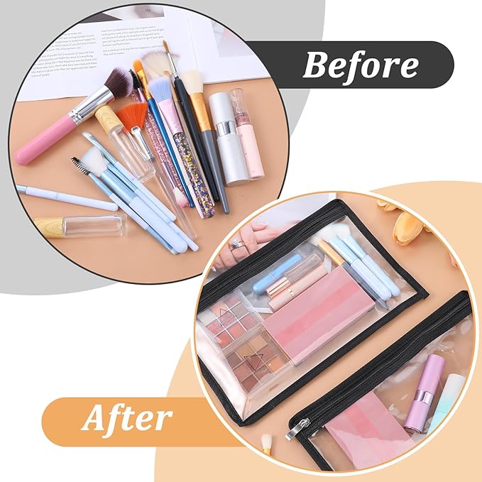 20 Pcs 11.5 x 7.5 Inches Clear Zipper Pouches Pencil Pouches PVC Waterproof Multi-Purpose Storage Bags Document File Organization Pencil Makeup Bags