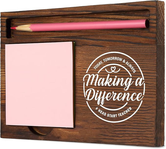 Head Start Teacher Making a Difference Self-Stick Note Pad Holder, Appreciation Gift for Early Childhood Educators, Functional Desk Organizer, Work Desk Retro Note Pad Holder SDZ305