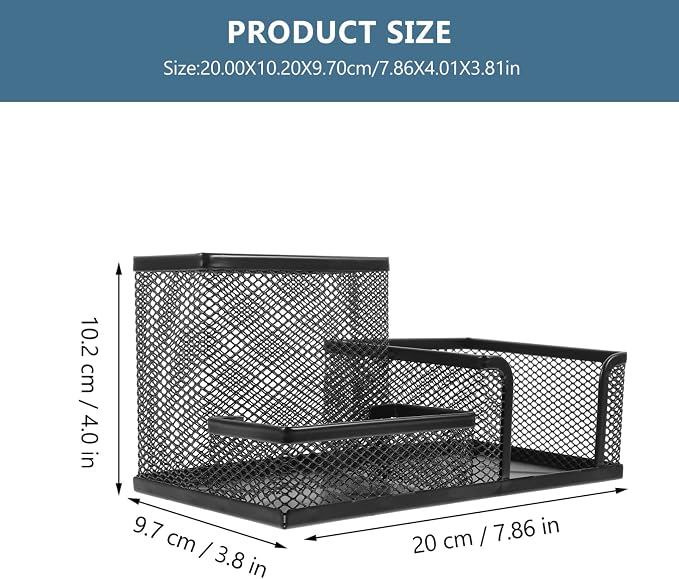 Amosfun Pen Holder Desktop Wire Mesh Desk Organizer Stationary Storage Rack School Home Office Art Supplies