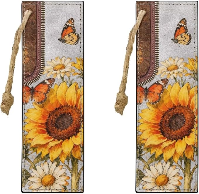 Sunflower Butterfly Bookmarks for Women Book Lover Bookish Book Marker with String for Bookworms Sunflower Bookmarks for Men Boys