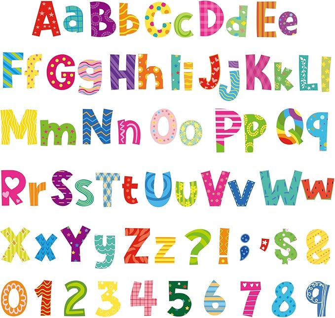 134 PCS 5 Inch Bulletin Board Letters Alphabet Numbers Combo Set Colorful Punctuation Letter Cutouts for Bulletin Board Classroom Wall Display Home Decor