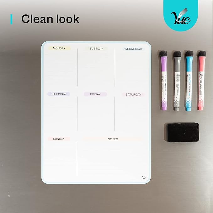 13x10 inch Dry Erase Magnetic Calendar - Whiteboard for Refrigerator