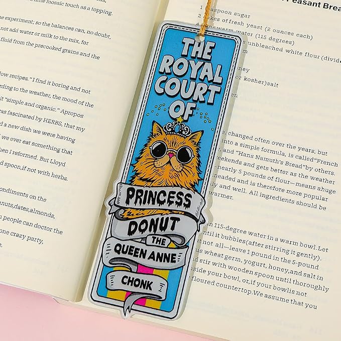 Princess Donut Cat Bookmark Set, 3PCS Funny Cat Quote Acrylic Bookmarks with Tassel, Cute Cat Themed Page Markers for Fans, Durable Reading Accessories Gift for Book Lovers & Cat Lovers (3 Piece)