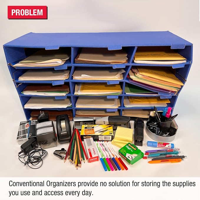 Ultimate Office TierDrop Supply Drawers Measure 9w x 12d x 2 1/4 Inches High for Desk Accessories and Supplies, Set of 3, Includes Color-Coded Finger Rings for Fast and Easy Access to Contents