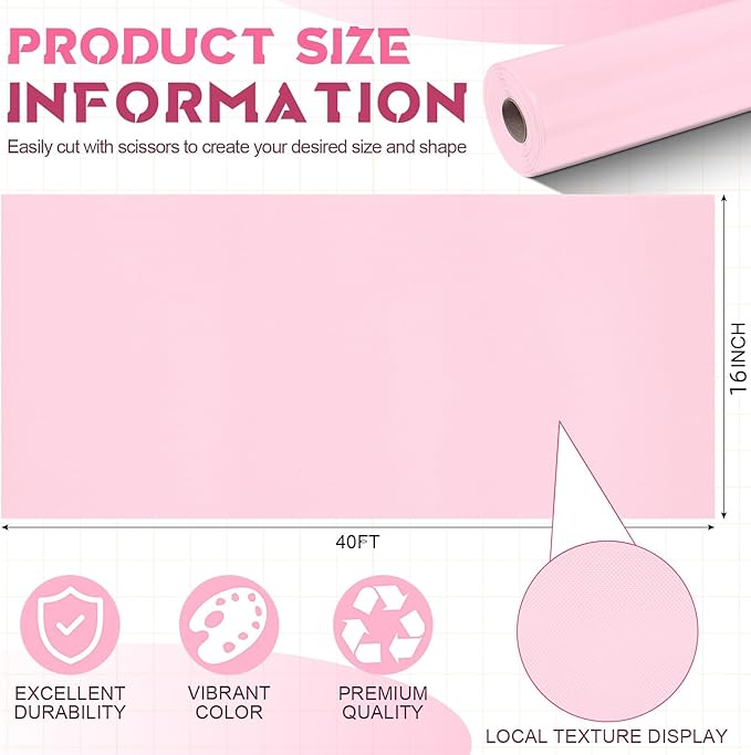 Hahafelt 16 in x 40 Ft Fabric Bulletin Board Roll Classroom Non Woven Fabric Background Decorations Waterproof Wrinkle Resistant Bulletin Board for Back to School Wall Decor(Pink,Pure)