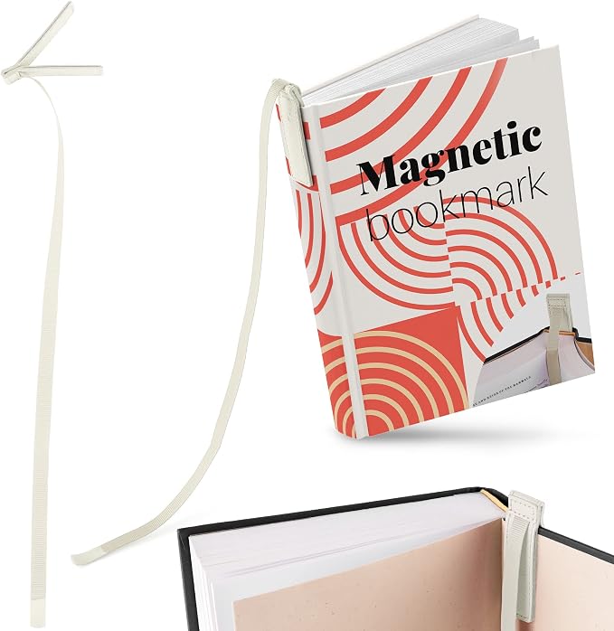 Superior Essentials Planner Magnetic Bookmark - Genuine Leather, Single Long Ribbon Bible Bookmark for Book Lovers - Amplify Your Love for Books with Our Elegant Ribbon Page Marker (1PC, White)