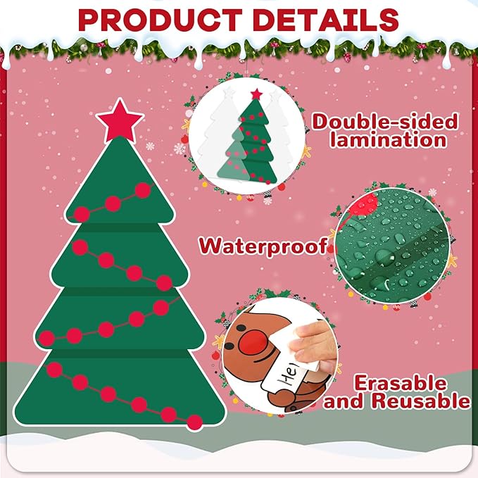 Justforjoyful Christmas Bulletin Board Decoration Christmas Deer Classroom Bulletin Board Set Xmas Reindeer Name Tag Snowflake Candy Cutouts for School Chalkboard Wall Winter Holiday Party Supplies