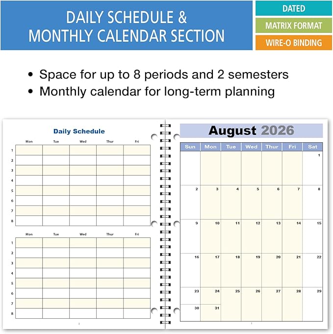 Elan Publishing Company Student Academic Organizer - 8.5" x 11" Weekly View; Dated for 2026-2027 Academic Year (Blue)