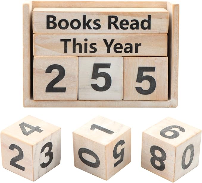 Books Read This Year Counter, Book Counter Sign Up to 999 Bookish Accessories, Books Read This Year Tracker for Reading Goal Display, Reading Challenge Gift for Readers(Color:Rustic)