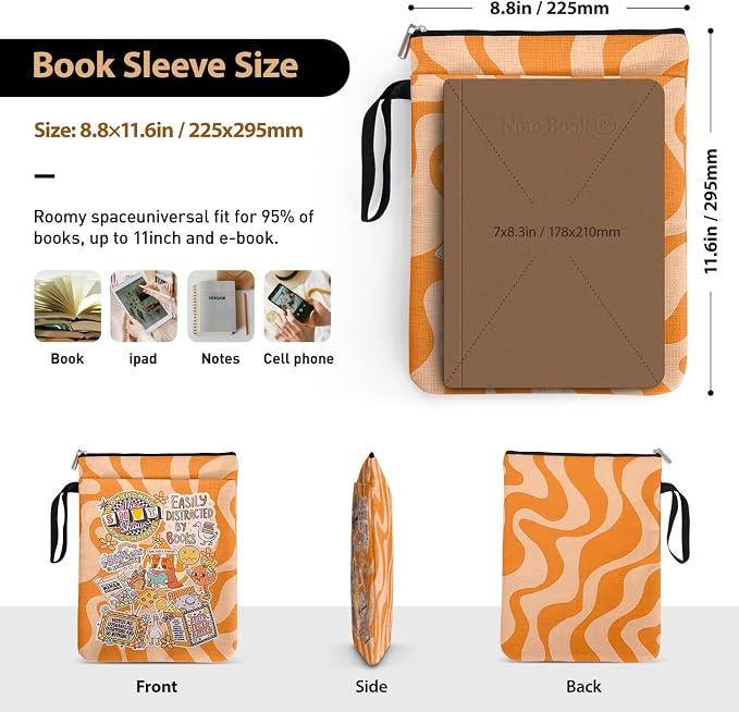 Y2K One More Chapter Book Sleeve Pouch for Women Book Lovers Friends Librarian Bookish, Funny Book Cover Protector for Paperbacks with Handle Pocket, Reading Accessories Book Club Gifts for Birthday