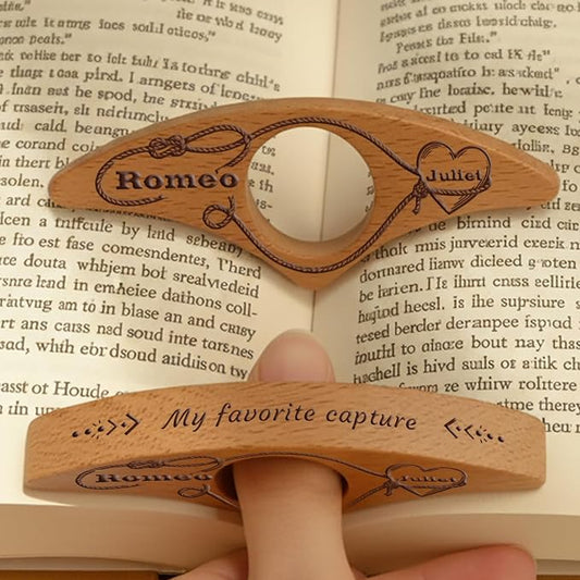 Custom Book Page Holder, Thumb Book Page Holder, Personalized Wooden Page Holder for Reading, Gifts for Book Lovers Teachers Appreciation Gifts on Birthday (Lovers Style)