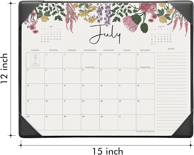 Cabbrix Desk Calendar 2026 with Desktop Mat, Desk Pad Calendar 15"x 12" from July 2026 to December 2027, Desk Calendar for Home Office and School, Easy Planning, Black