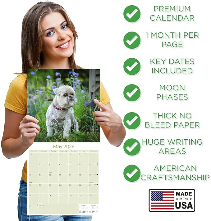 2025 2026 Lhasa Apso Calendar - Dog Breed Monthly Wall Calendar - 12" x 24" Open - Thick No-Bleed Paper - Giftable - Academic Teacher's Planner Calendar Organizing & Planning - Made in USA