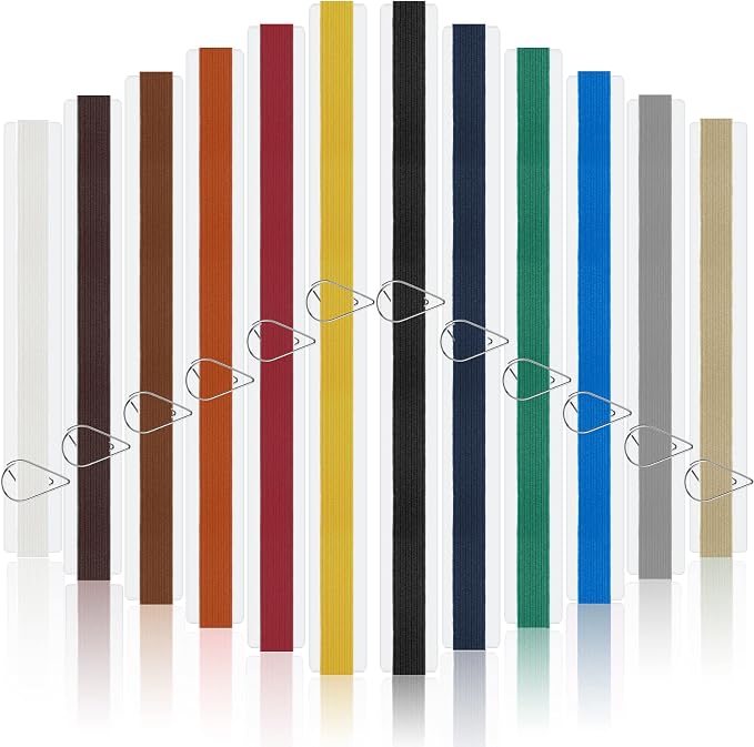 Elastic Bookmarks Set Multi Color Elastic Rope Bands Planner Bookmarks Include 30 Pcs Stainless Steel Teardrop Paper Clips and 12 Pcs Bands for Office School Reader(Retro Color)