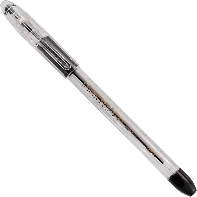 Pentel RSVP Ballpoint Pen, (1.0mm) Medium Line, Black Ink, Pack of 2 (BK91BP2A)