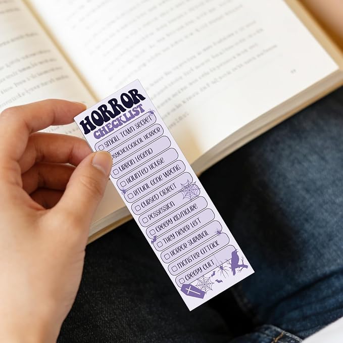 120 Pcs Bookmark Book Tracker, Romance Horror Fantasy Paper Bookmark for Women Man, Double-Sided Reading Page Markers for Reading Lovers Bookish Students School Supplies