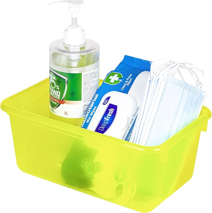Storex Small Cubby Bins – Plastic Storage Containers for Classroom, 12.2 x 7.8 x 5.1 inches, Candy Yellow, 5-Pack (62476A05C)