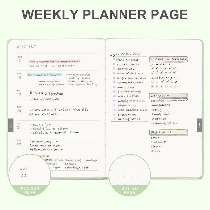 And Per Se 2026 Planner-Daily, Weekly & Monthly Leather Hardcover Planner, 5.7" x 8", Daily Schedule, 100 GSM Thick Paper, Back Pocket(Mint)
