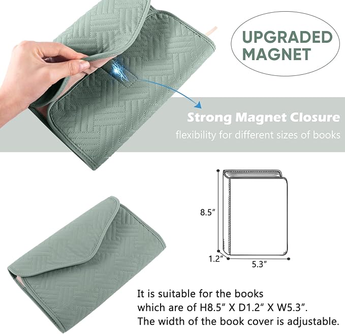 APLUFINE Reusable Book Cover With Magnet Closure - Adjustable Sleeve for Lovers Gift - Protector for Paperback and Hardcover - Pouch and Carrier