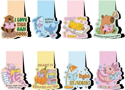 Funny Magnetic Bookmarks Gifts - 8 PCs Cute Magnet Book Marks for Reading Women Bulk Page Markers Clips for Book Lovers Readers Bookish Bookworm Kids Students Teachers Birthday Accessories