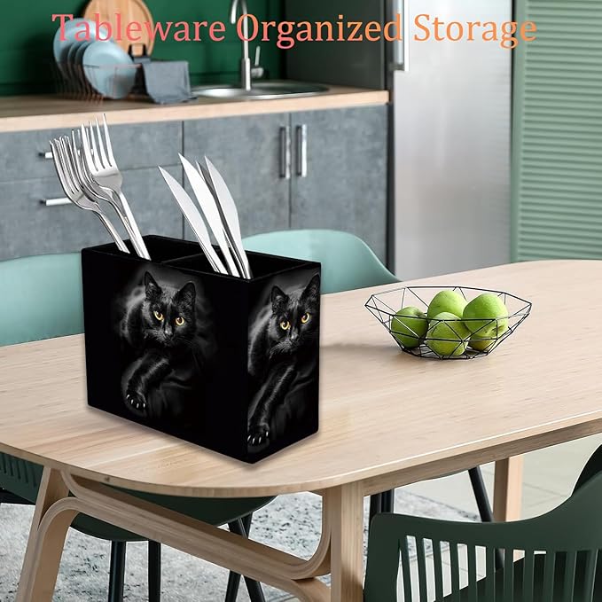Pen Holder, Pencil Case, Makeup Brush Storage Box, Tableware Storage Box, Suitable for Office Or Home Item Organizing Stand - Cat