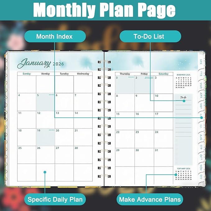 2026 Planner, Weekly and Monthly Calendar Academic Planner, Hardcover Agenda Planner, 2026 School Year Planner for Desk Accessories and School Office Supplies (Jan - Dec)