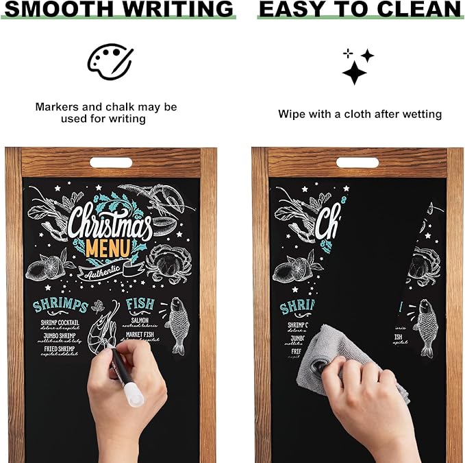 Magnetic Chalkboard Easel Sign Sidewalk - 40 x 20 Inches, Large Stand up Chalk Board Signs, Double Sided Outdoor Chalkboard Display for Restaurant Cafe Shop Wedding Party or Business, Brown