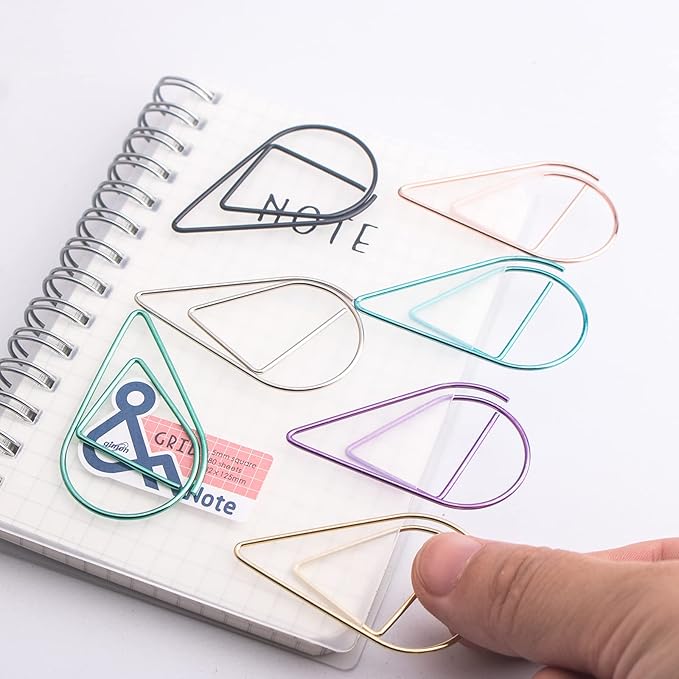 70 Pieces Multicolor Cute Paper Clips Large, VENCINK Smooth Stainless Steel Tear Drop-Shaped Wire Paperclips for Office Supplies Wedding Women Girls Kids Students Paper Work