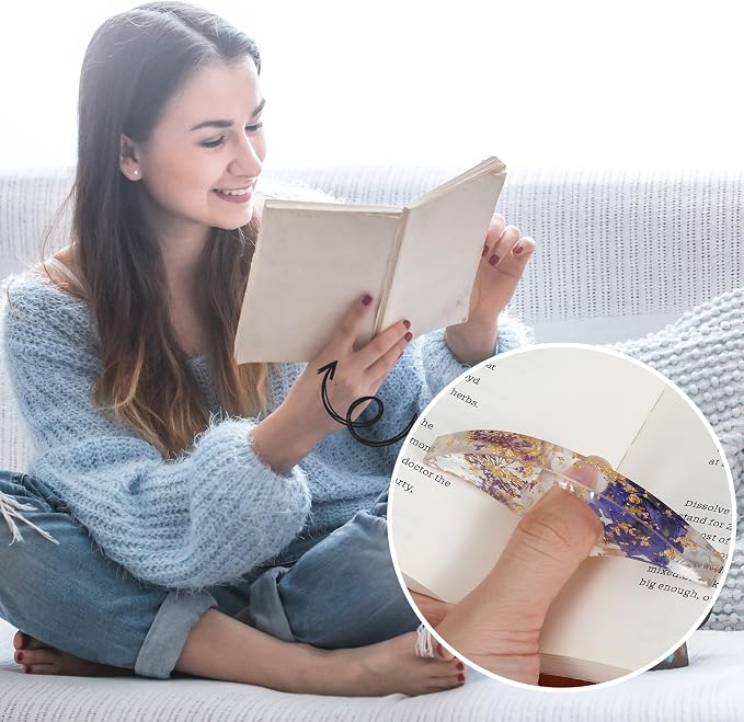 2Pcs Thumb Book Page Holder Book Page Holder Thumb Ring Books Marks for Reading Accessories Transparent Bookmarks for Women Best Friend Friendship Christmas Gifts for Books Lovers Teacher Readers